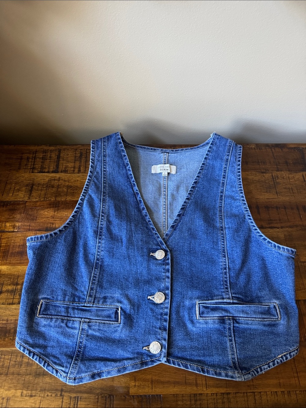 Denim Vest - Blue Women's Button Front Vest